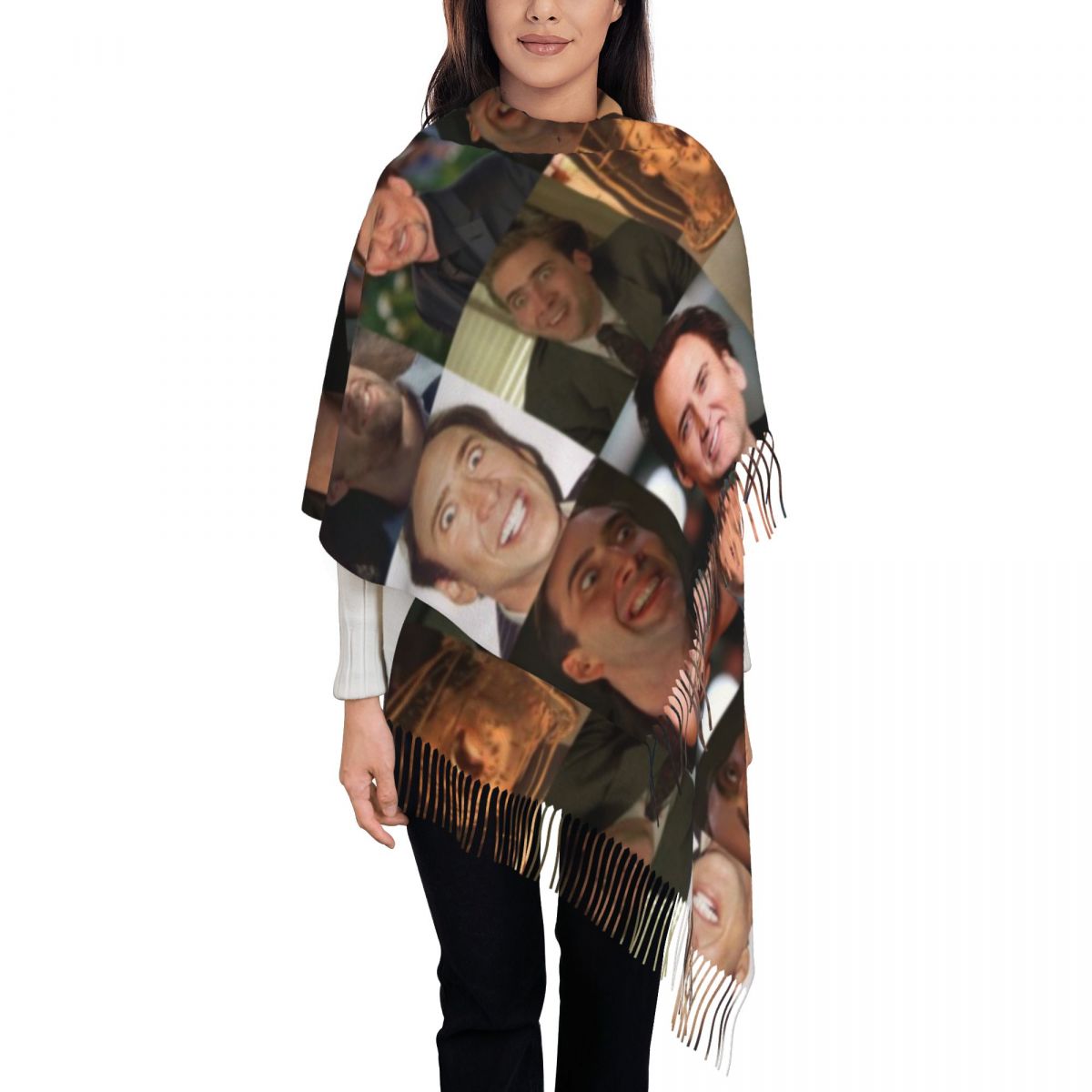 Pashmina Wrap Large - Nicolas Cage Funny Face Meme Shawl