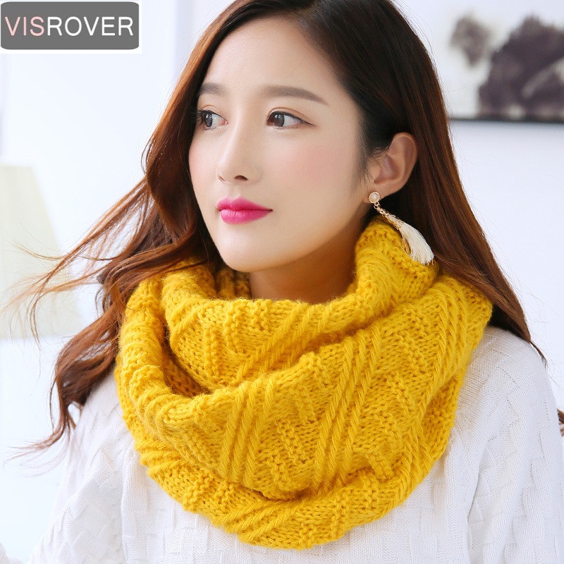 Infinity Scarf Knit - VISROVER Color Scarves Women Winter Knitted