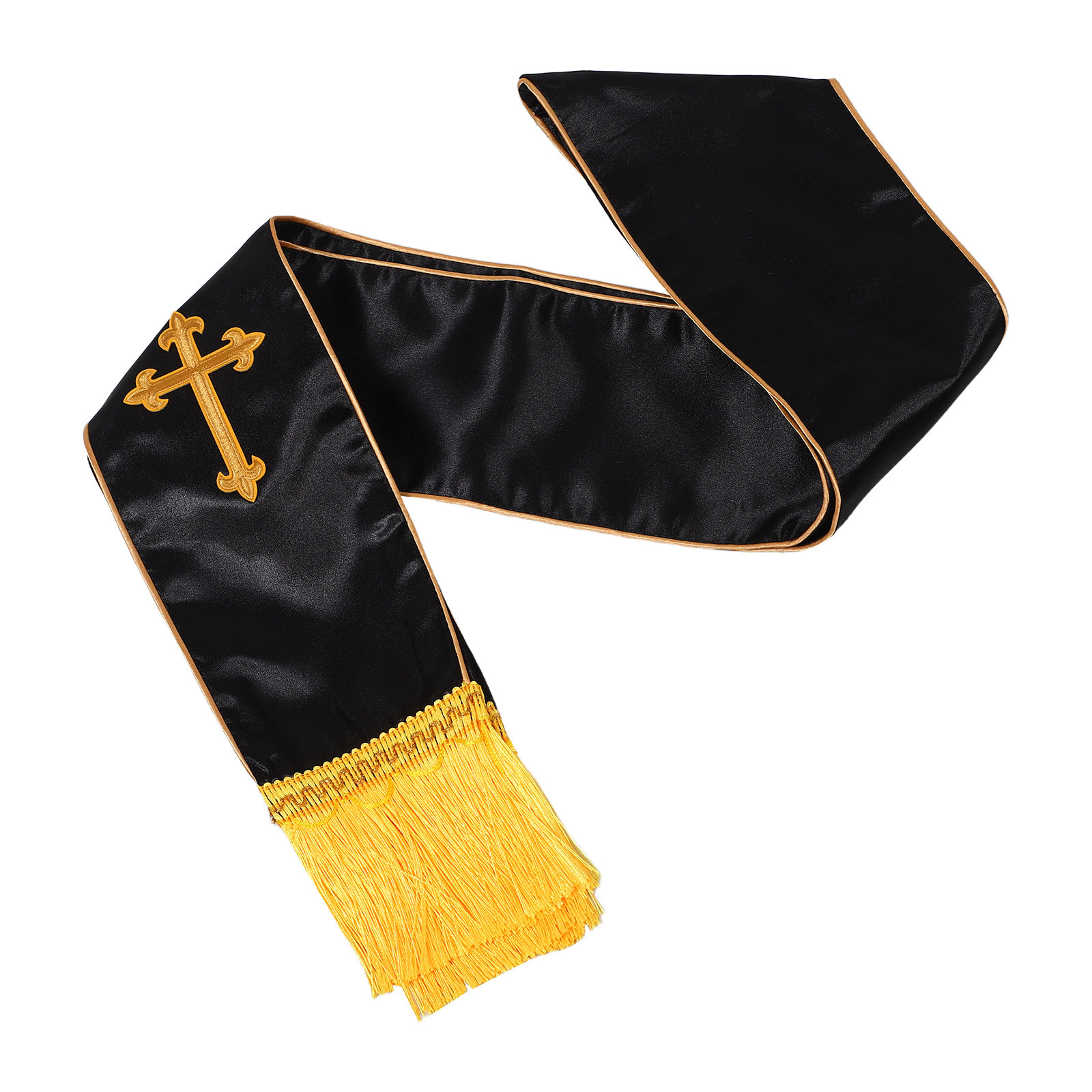 Stole Wedding Shawl - Embroidered Wedding Officiant Stole Black Red