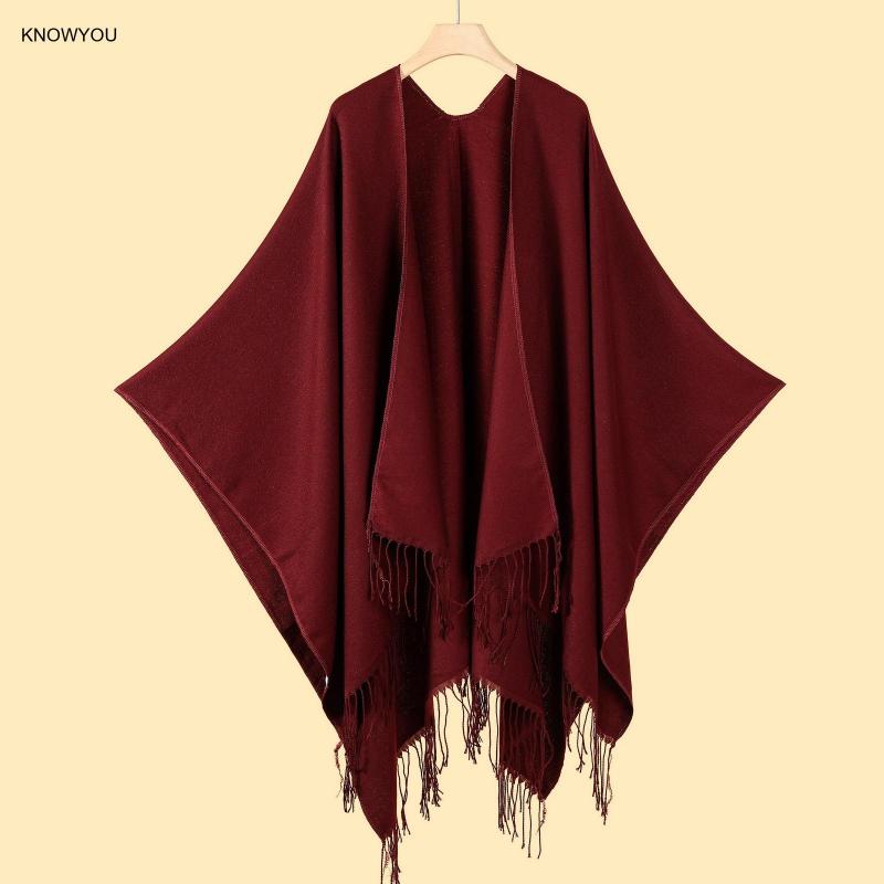 Muffler Men Wool - Solid Color Ponchos Men Women Big