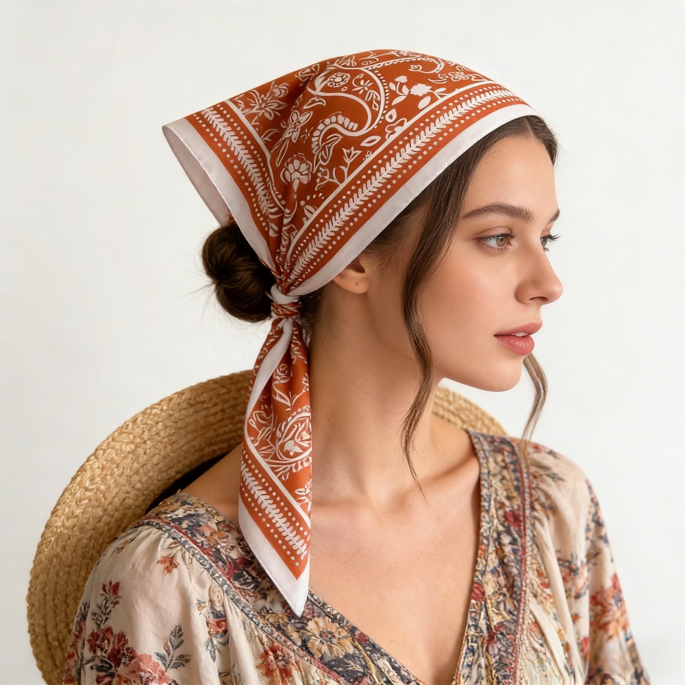 Silk Neck Scarf - 1Pc cashew print fashion silk scarf