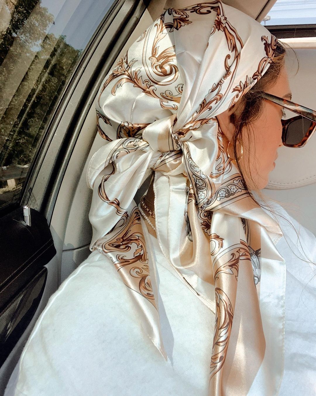 Silk Neck Scarf - Satin Square Scarf Women Muslim Hijab