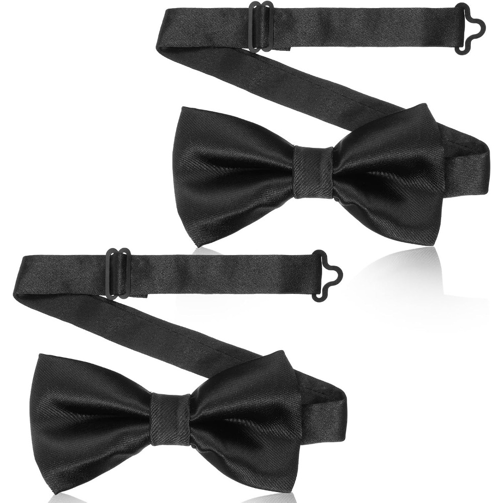 Bow Tie Pre Tied - 2-Piece Black Bow Ties, Pre-Tied Adjustable