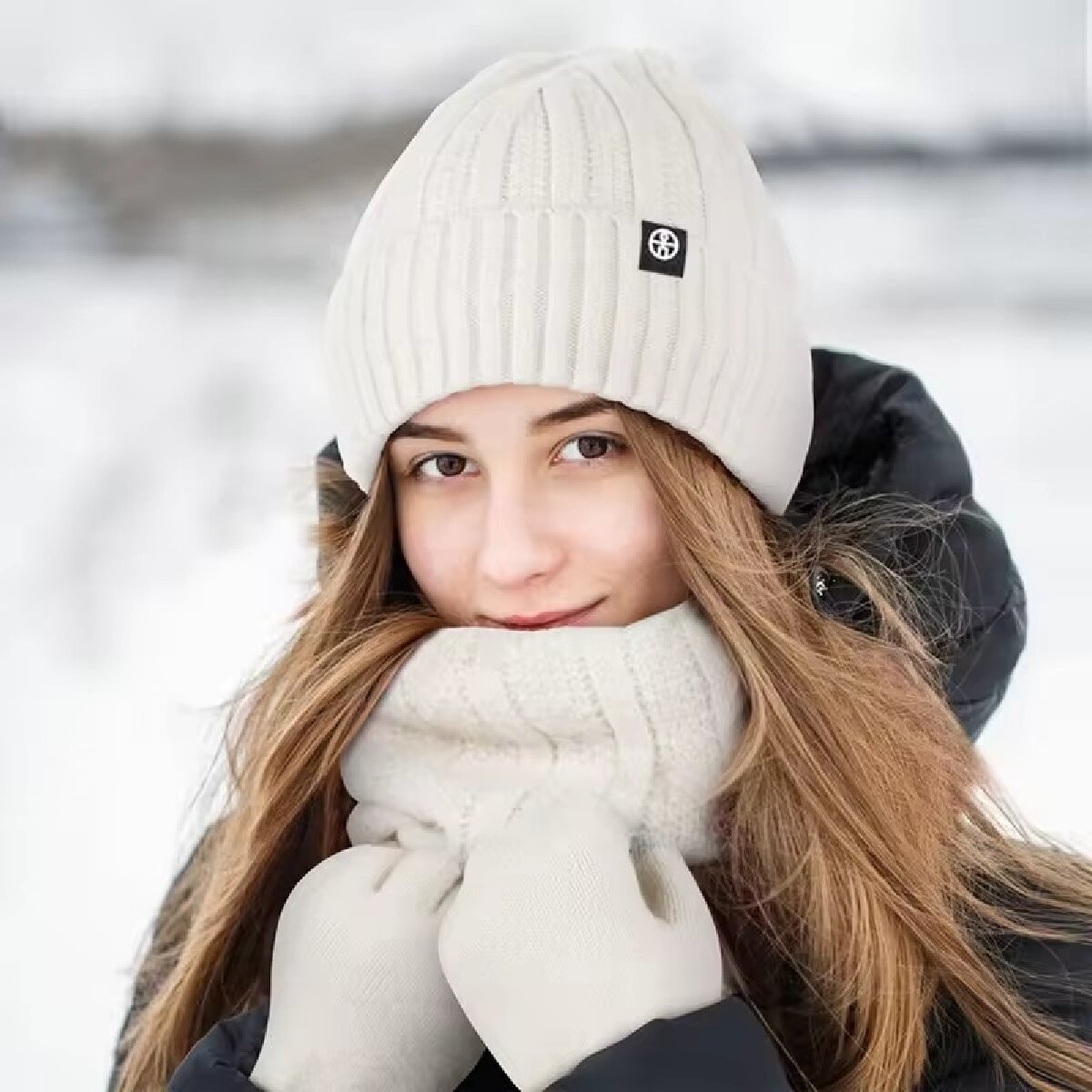 Muffler Men Wool - 3pcs Winter Beanie Hat Gloves Snood