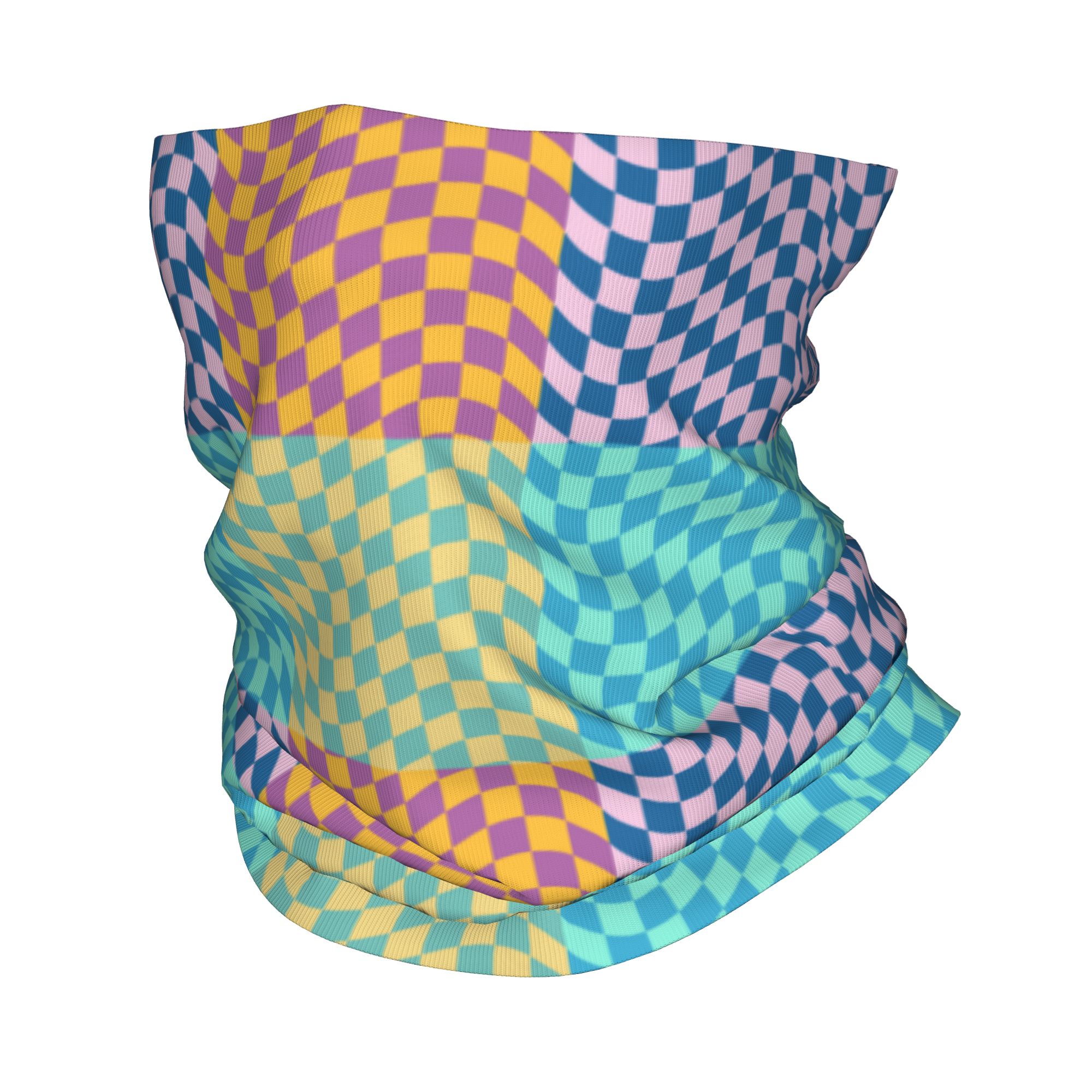 Neck Warmer Tube - Custom Colored Checkered Bandana Neck Gaiter
