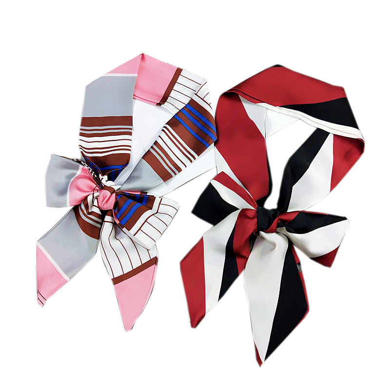 Silk Tie Striped - TOP Small Long Silk Neckerchief For