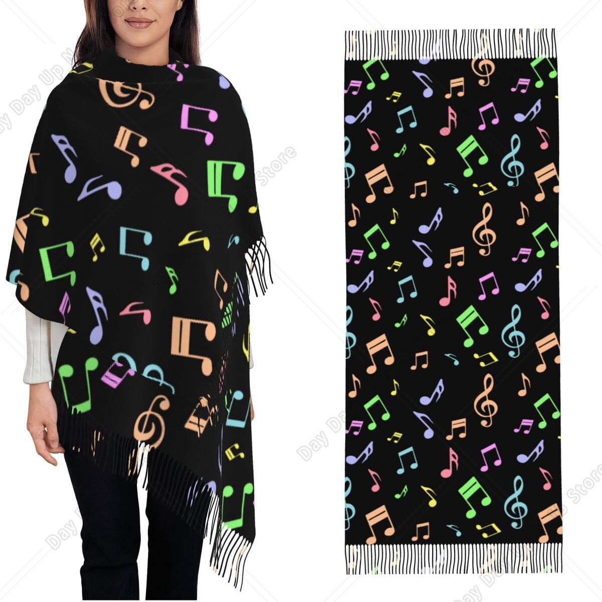 Cute And Colorful Music Notes  - Pashmina Wrap Large 评论和价格