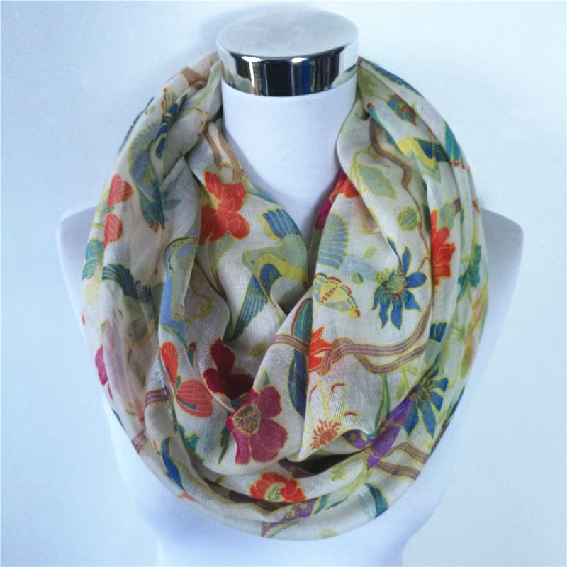 New Magpie Bird print Viscose  - Infinity Scarf Knit 评论和价格