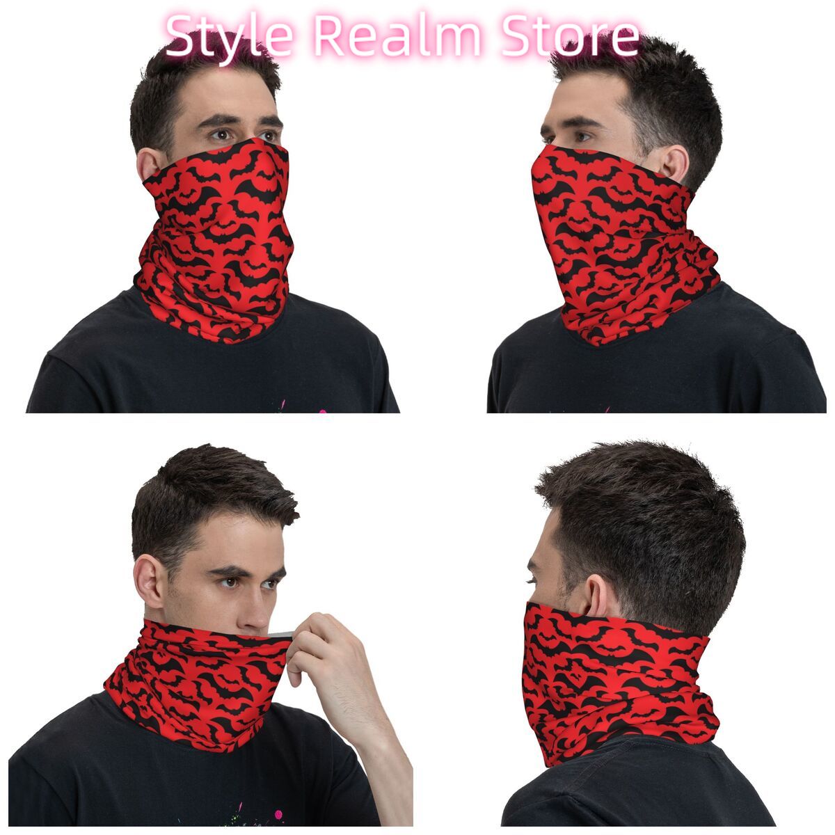 Gothic Witch Bats Pattern Band - Neck Warmer Tube 评论和价格