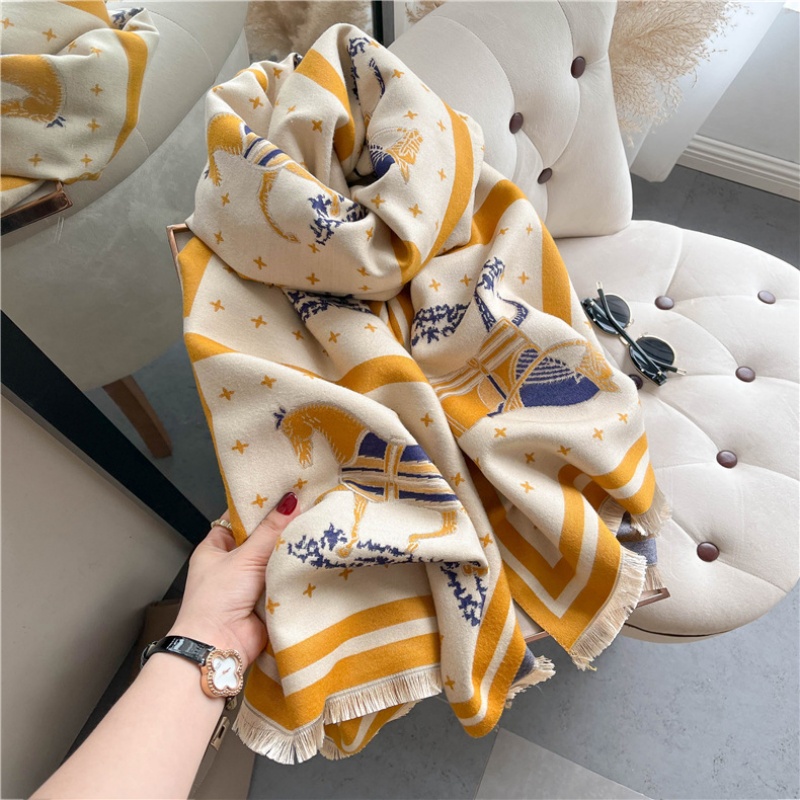 Luxury Horse Print Thick Cashm - Woven Scarf Blanket 评论和价格