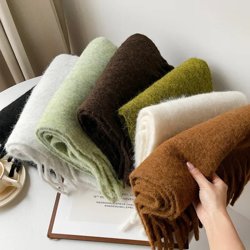 Scarf Lady Autumn Winter Solid - Muffler Men Wool 评论和价格