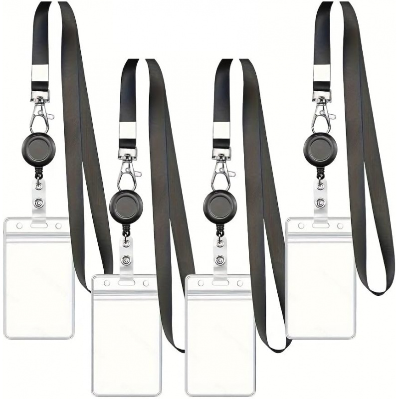 4PCS Lanyard Black Retractable - Lanyard Badge Holder 评论和价格