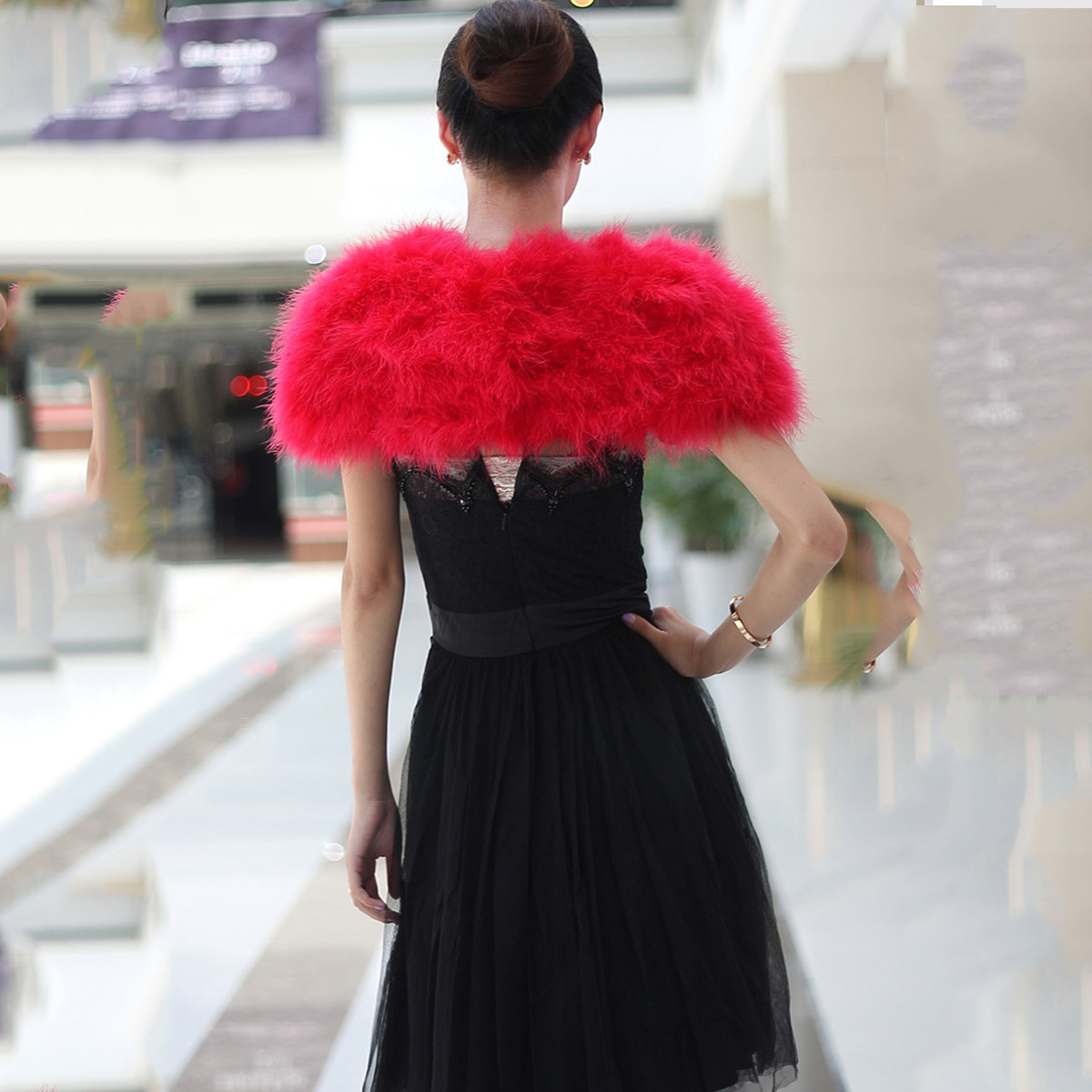 Women Ostrich Feather Boa Shaw - Stole Wedding Shawl 评论和价格