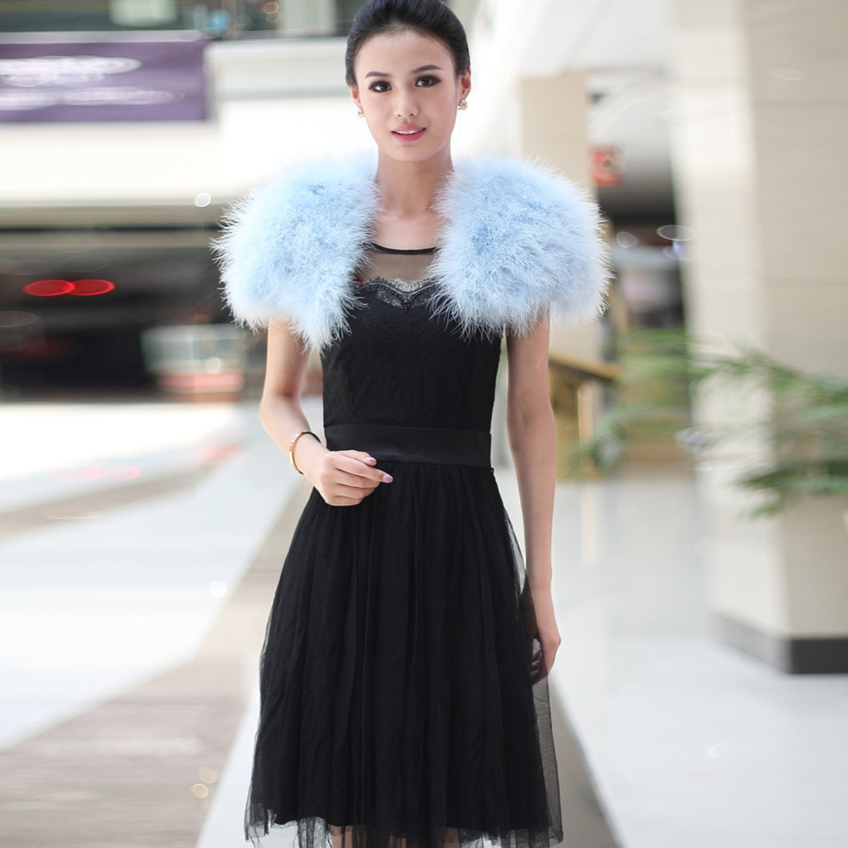Women Ostrich Feather Boa Shaw - Stole Wedding Shawl 评论和价格