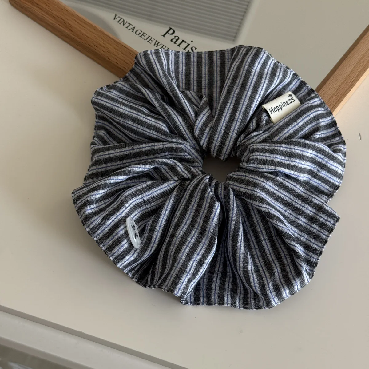 Blue Solid Color Silk Hair Ban - Silk Tie Striped 评论和价格