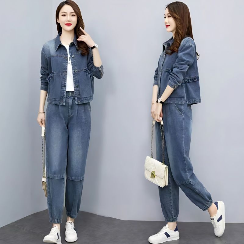 Women Denim Suits 2024 New Spr - Pocket Square Set 评论和价格