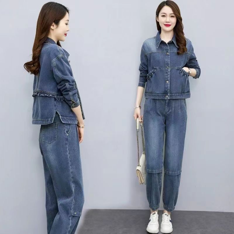 Women Denim Suits 2024 New Spr - Pocket Square Set 评论和价格