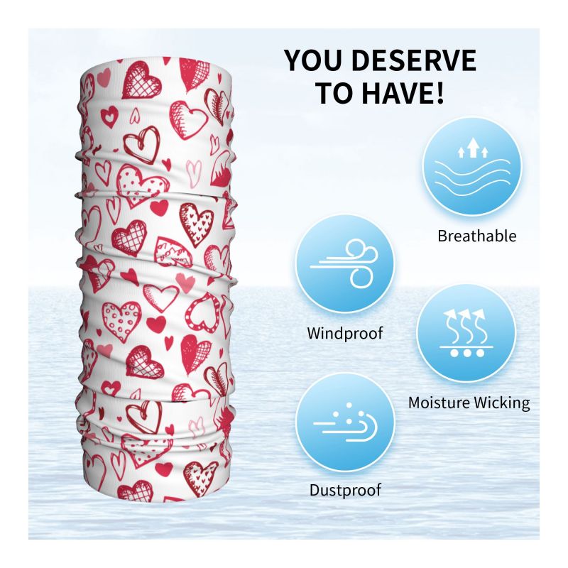 Pink Red Love Hearts Bandana N - Neck Warmer Tube 评论和价格