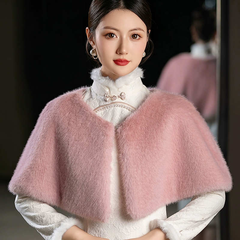 Women Winter Faux Fur Shawl El - Stole Wedding Shawl 评论和价格