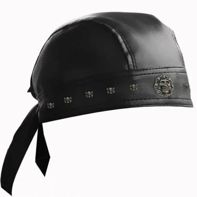 PU Leather Black Biker Adjusta - Bandana Doo Rag 评论和价格