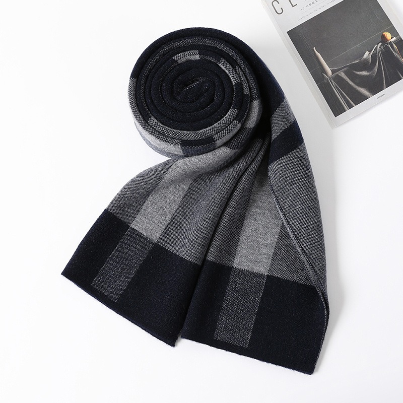 Luxury Scarf Man Winter Warm W - Muffler Men Wool 评论和价格