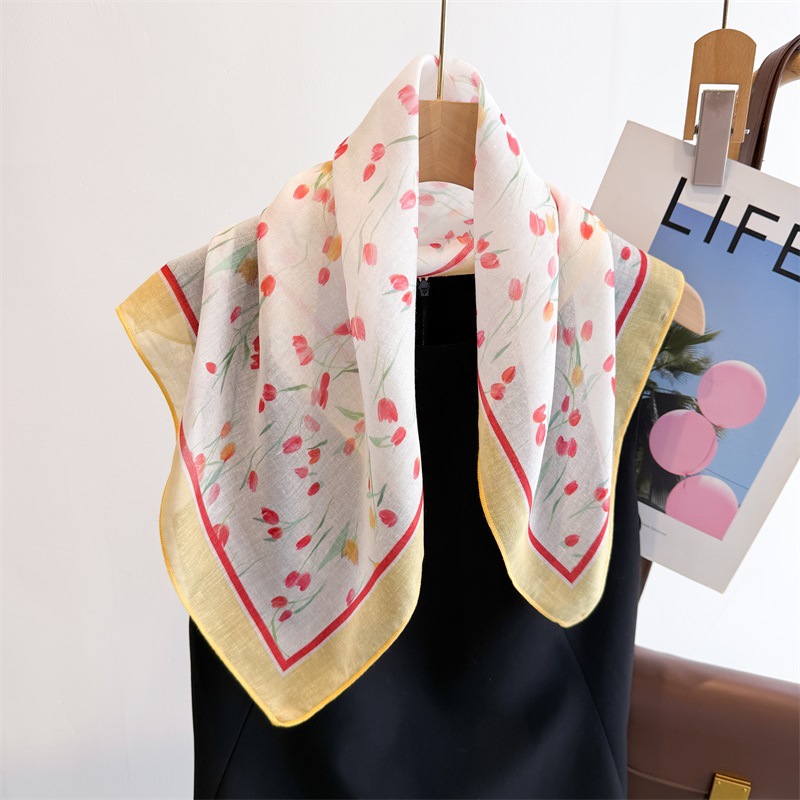50cm Cotton Linen Square Scarf - Bandana Cotton 评论和价格