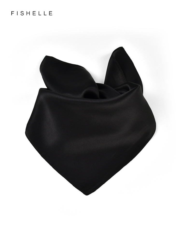 Solid color black pure silk sc - Silk Neck Scarf 评论和价格
