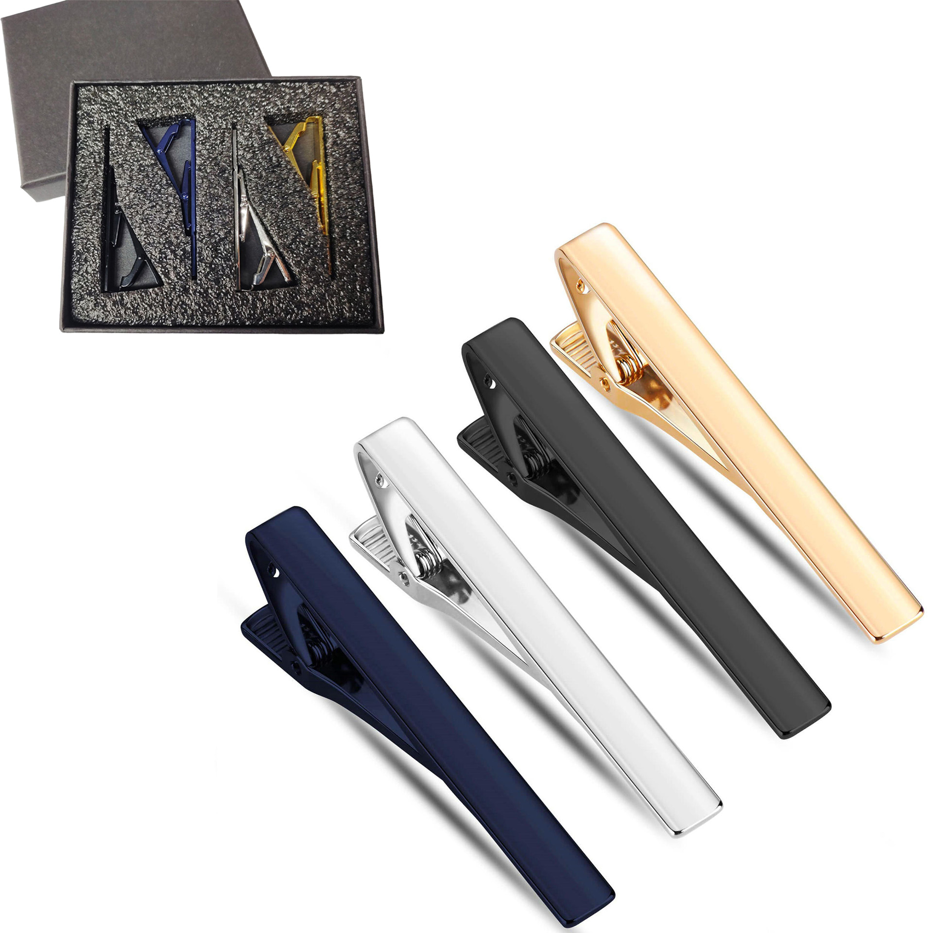 Metal Necktie Tie Clips 1/4/6  - Tie Bar Set Gift 评论和价格