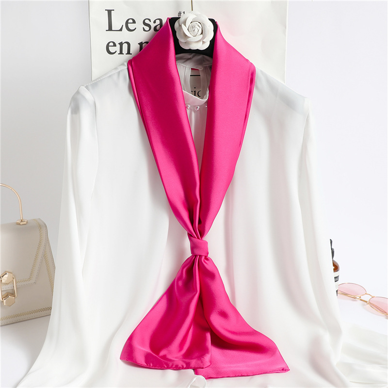 Red Solid Color Long Silk Scar - Ascot Neck Scarf 评论和价格