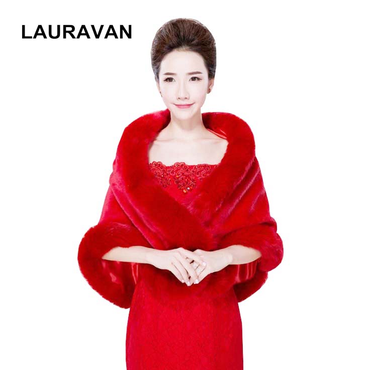 Red Bridal Wraps Winter Faux F - Stole Wedding Shawl 评论和价格