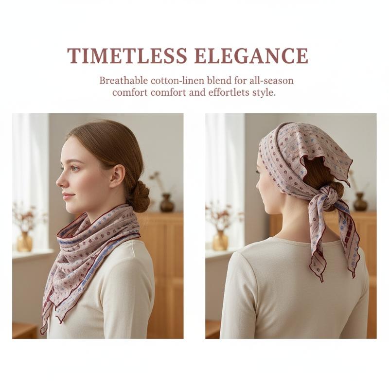 Cotton Linen Triangle Scarf Ca - Bandana Cotton 评论和价格