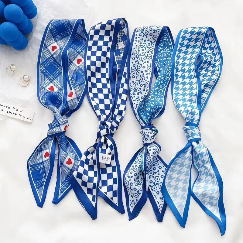 Klein blue silk scarf new chec - Ascot Neck Scarf 评论和价格