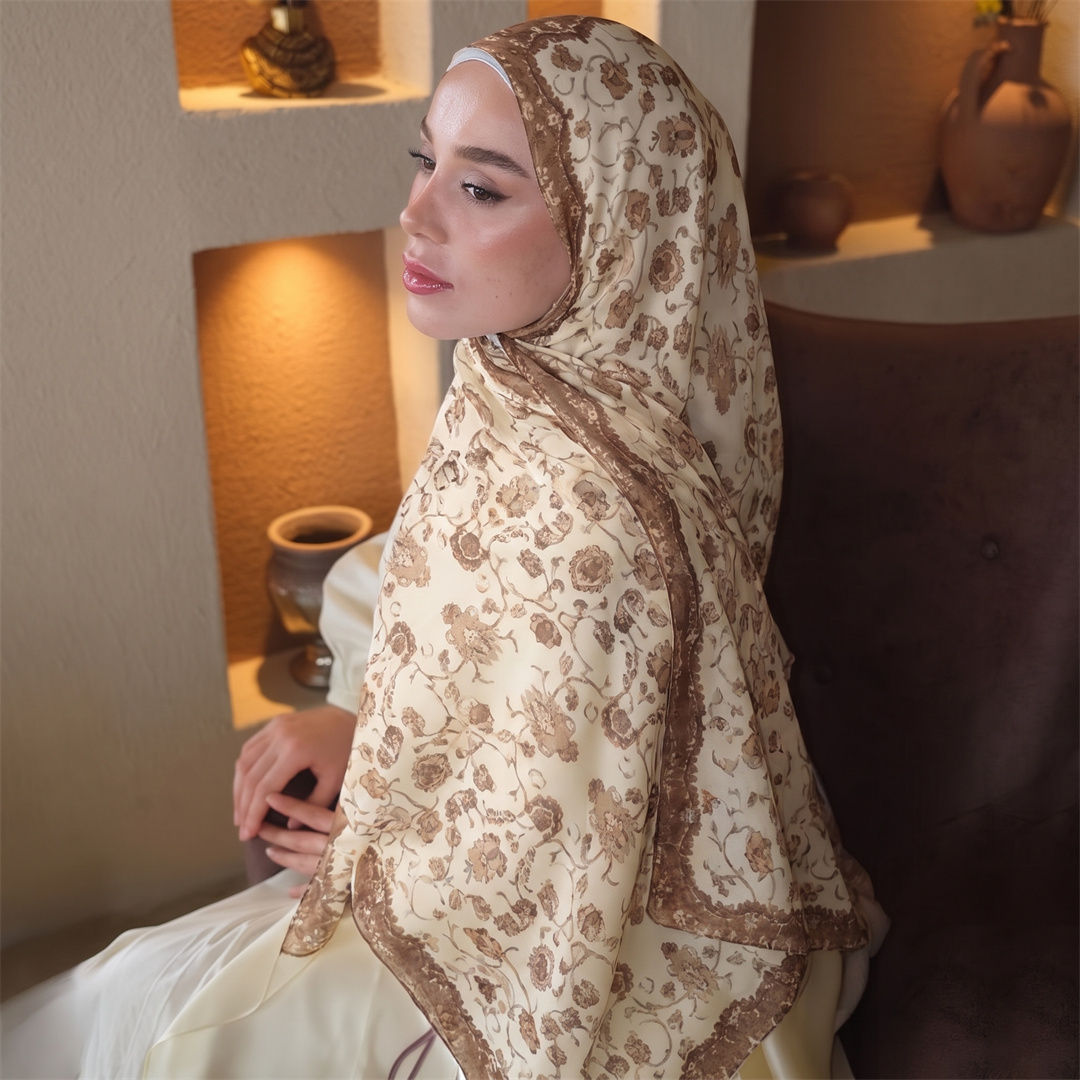 Vintage Floral Print Hijab Sof - Head Wrap Turban 评论和价格