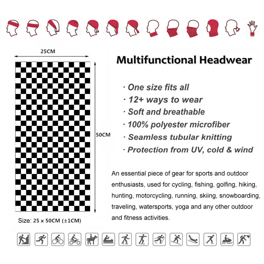 Checkered Ska Printed Headband - Neck Warmer Tube 评论和价格